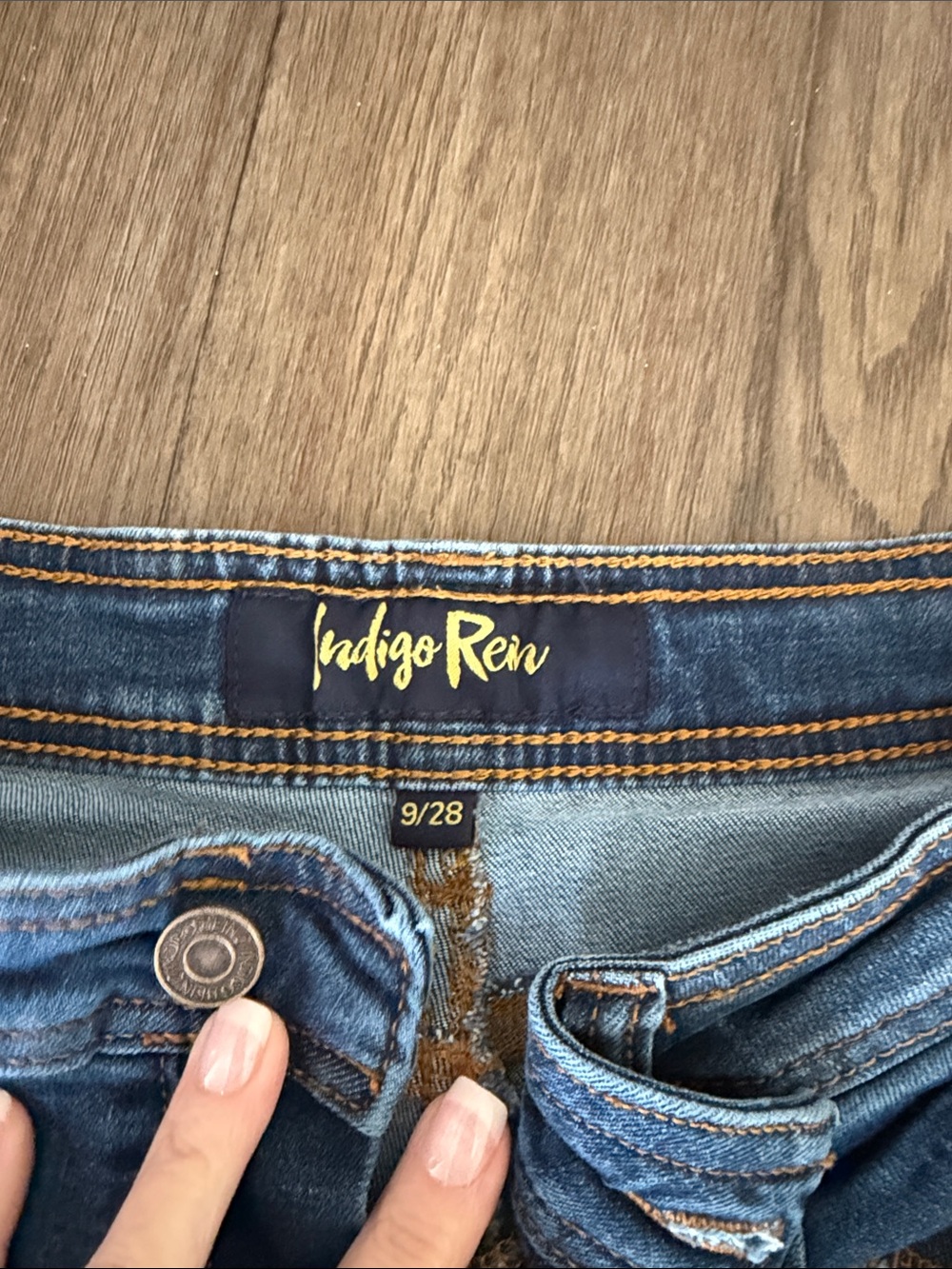 Indigo Rein Blue Distressed Denim Jeans - Flare/Wide Leg - Picture 6 of 7